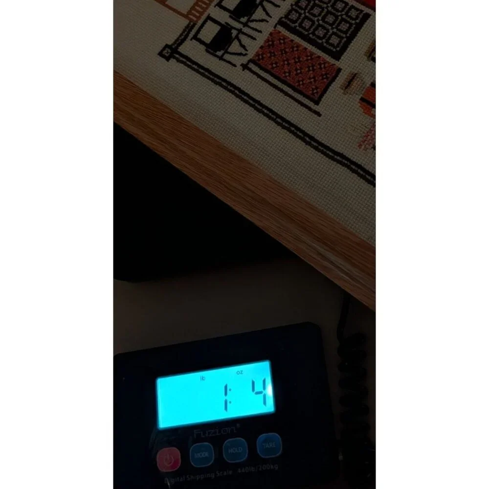 Vintage Barnraising Needlepoint Art Handcrafted Framed Cross Stitch Wall Decor - Picture 13 of 13